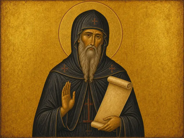 Icon of Saint Maximus the Confessor, a monk holding a scroll.